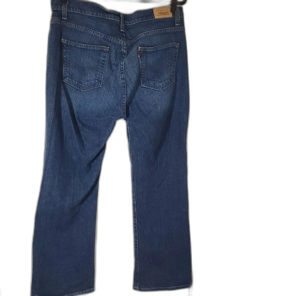 Levi's Blue Flare Wide Leg Jeans with Classic Style - Size 14 - Picture 2 of 4